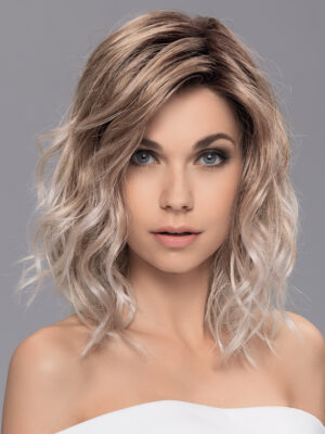 TOUCH by ELLEN WILLE in CANDY BLONDE ROOTED | Pearl platinum blonde mixed with light reddish brown and pure white