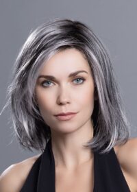 FLIRT by ELLEN WILLE in SALT/PEPPER ROOTED 39.44.60 | Darkest/Dark Brown and Pearl White blend and Grey Blend and Shaded Roots