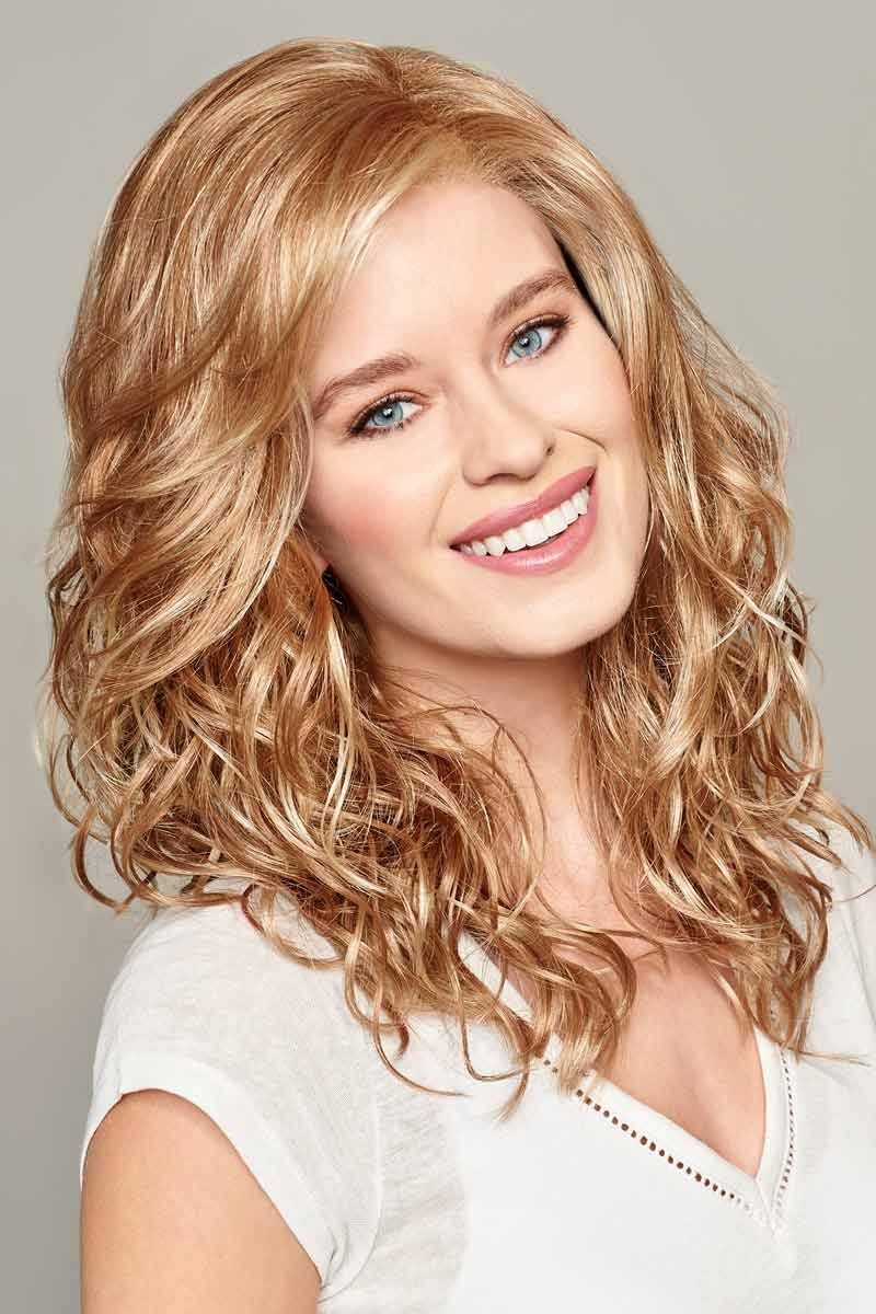 The Harper has pre-styled curly waves for a soft and feminine look