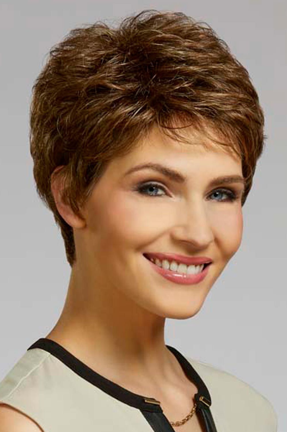 Jessica is a sassy pixie with short, tapered layering.
