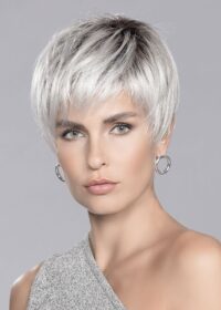 SEVEN MONO PART by ELLEN WILLE in SILVER BLONDE ROOTED | Pearl White and Lightest Pale Blonde Blend with Shaded Roots