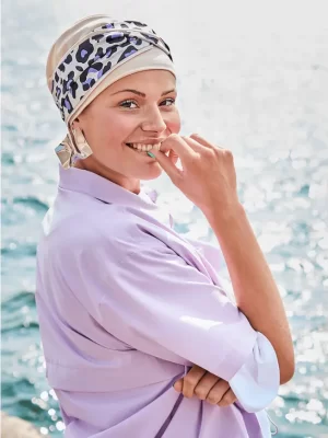 Emmy Turban | Cream w/Lavender Leo | 1545-0856