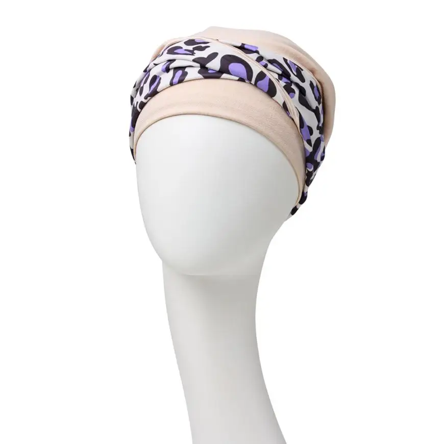 Emmy Turban | Cream w/Lavender Leo | 1545-0856