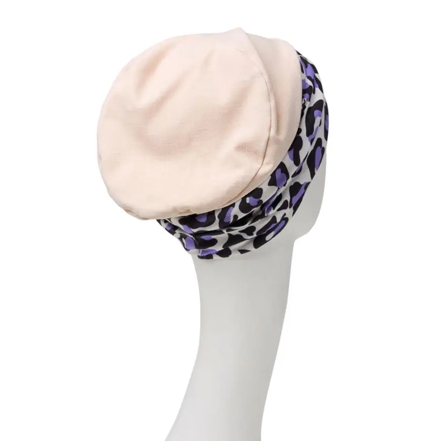 Emmy Turban | Cream w/Lavender Leo | 1545-0856