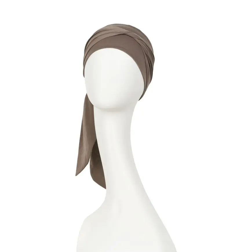 B.B. HocBeatrice Turban w. Ribbons | Dusty Brown | 1291-0318