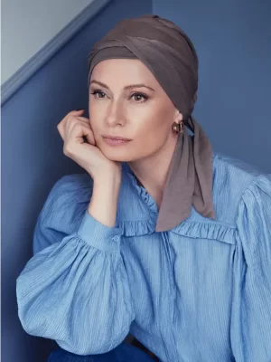B.B. HocBeatrice Turban w. Ribbons | Dusty Brown | 1291-0318