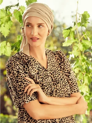 B.B. HocBeatrice Turban w. Ribbons | Feather Beige | 1291-0844