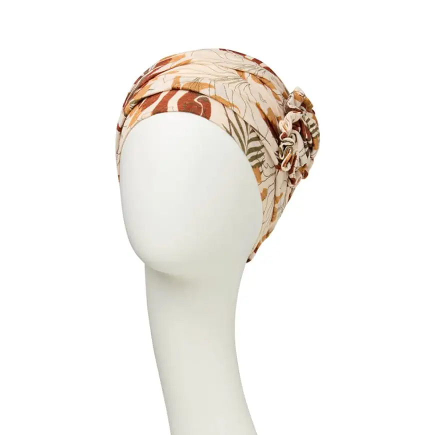 HocLotus Turban | Print Beige Leafs | 1245-0754
