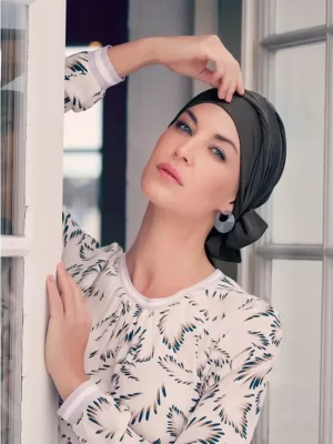 B.B. HocBeatrice Turban w. Ribbons | Steel Grey | 1291-0769