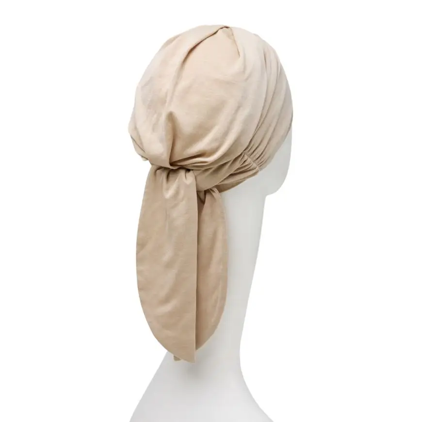 B.B. HocBeatrice Turban w. Ribbons | Feather Beige | 1291-0844